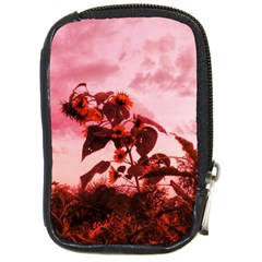 Red Sunflowers Compact Camera Leather Case by okhismakingart