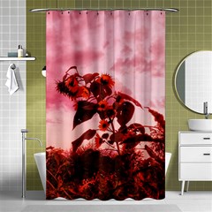 Red Sunflowers Shower Curtain 48  X 72  (small)  by okhismakingart