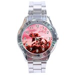 Red Sunflowers Stainless Steel Analogue Watch Front