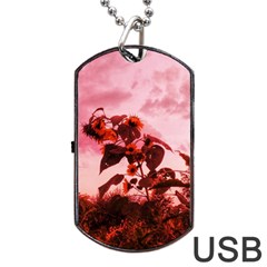 Red Sunflowers Dog Tag Usb Flash (two Sides) by okhismakingart