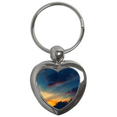 Muted Sunset Key Chains (heart)  by okhismakingart