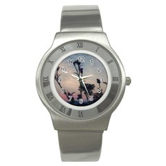 Hazy Thistles Stainless Steel Watch by okhismakingart