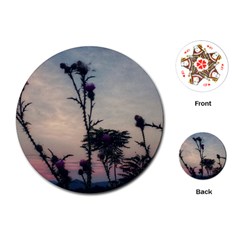 Hazy Thistles Playing Cards (round) by okhismakingart