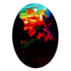 Neon Cone Flower Ornament (oval) by okhismakingart