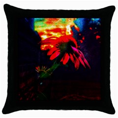 Neon Cone Flower Throw Pillow Case (black) by okhismakingart