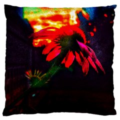 Neon Cone Flower Large Cushion Case (one Side) by okhismakingart