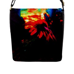 Neon Cone Flower Flap Closure Messenger Bag (l) by okhismakingart