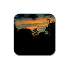 Pale Orange Sunset Rubber Coaster (square)  by okhismakingart