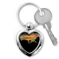 Pale Orange Sunset Key Chains (heart)  by okhismakingart