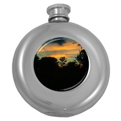 Pale Orange Sunset Round Hip Flask (5 Oz) by okhismakingart