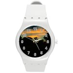 Pale Orange Sunset Round Plastic Sport Watch (M) Front