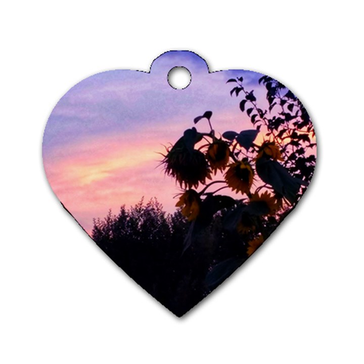 Sunflower Sunset II Dog Tag Heart (Two Sides)