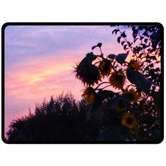 Sunflower Sunset Ii Fleece Blanket (large)  by okhismakingart