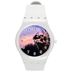 Sunflower Sunset Ii Round Plastic Sport Watch (m) by okhismakingart