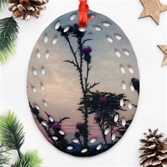 Hazy Thistles Ornament (oval Filigree) by okhismakingart