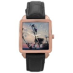 Hazy Thistles Rose Gold Leather Watch  by okhismakingart