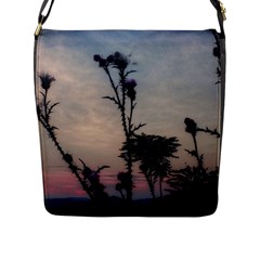 Hazy Thistles Flap Closure Messenger Bag (l) by okhismakingart