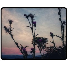 Hazy Thistles Double Sided Fleece Blanket (medium)  by okhismakingart