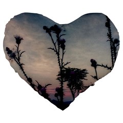 Hazy Thistles Large 19  Premium Flano Heart Shape Cushions by okhismakingart