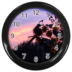 Sunflower Sunset Ii Wall Clock (black) by okhismakingart