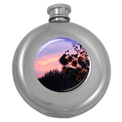 Sunflower Sunset Ii Round Hip Flask (5 Oz) by okhismakingart