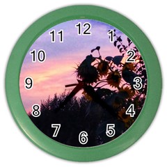 Sunflower Sunset Ii Color Wall Clock by okhismakingart