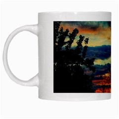 Blue Sunset White Mugs by okhismakingart