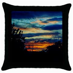 Blue Sunset Throw Pillow Case (black) by okhismakingart