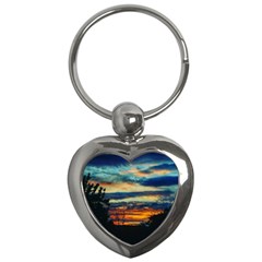 Blue Sunset Key Chains (heart)  by okhismakingart