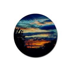 Blue Sunset Rubber Round Coaster (4 Pack)  by okhismakingart