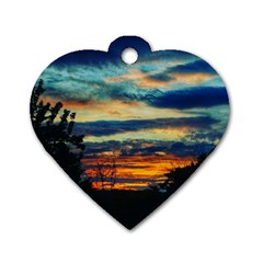 Blue Sunset Dog Tag Heart (two Sides) by okhismakingart