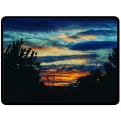 Blue Sunset Fleece Blanket (large)  by okhismakingart