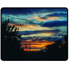 Blue Sunset Fleece Blanket (medium)  by okhismakingart