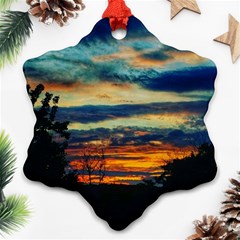 Blue Sunset Snowflake Ornament (two Sides) by okhismakingart