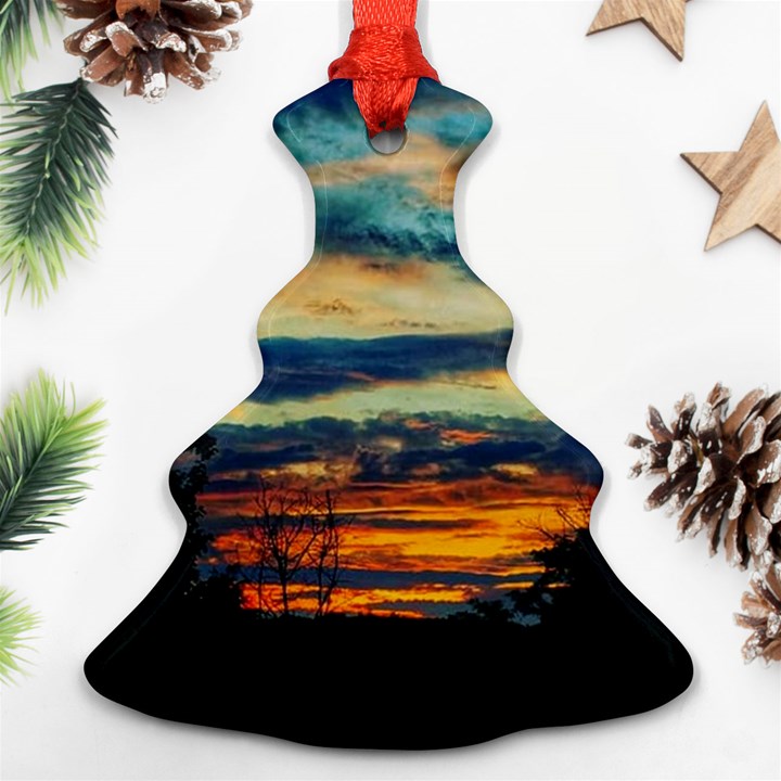 Blue Sunset Christmas Tree Ornament (Two Sides)