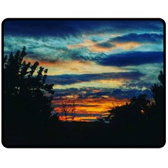 Blue Sunset Double Sided Fleece Blanket (medium)  by okhismakingart