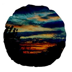 Blue Sunset Large 18  Premium Flano Round Cushions by okhismakingart