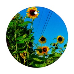 Bright Sunflowers Round Ornament (two Sides) by okhismakingart