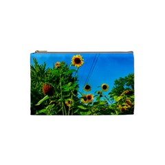 Bright Sunflowers Cosmetic Bag (small) by okhismakingart