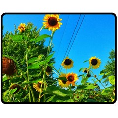 Bright Sunflowers Fleece Blanket (medium)  by okhismakingart