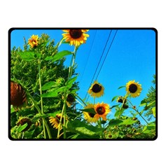 Bright Sunflowers Fleece Blanket (small) by okhismakingart