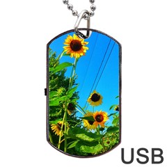 Bright Sunflowers Dog Tag Usb Flash (one Side) by okhismakingart