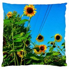 Bright Sunflowers Large Flano Cushion Case (one Side) by okhismakingart