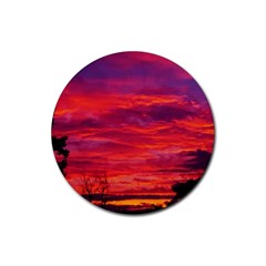 Warm Landscape Rubber Round Coaster (4 Pack)  by okhismakingart