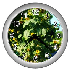 Big Sunflowers Wall Clock (silver) by okhismakingart