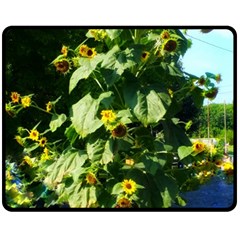 Big Sunflowers Fleece Blanket (medium)  by okhismakingart