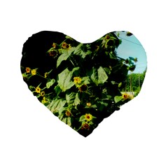 Big Sunflowers Standard 16  Premium Flano Heart Shape Cushions by okhismakingart