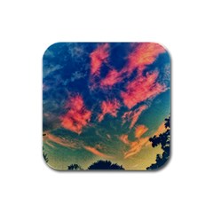 Brushstroke Skies Rubber Square Coaster (4 Pack)  by okhismakingart