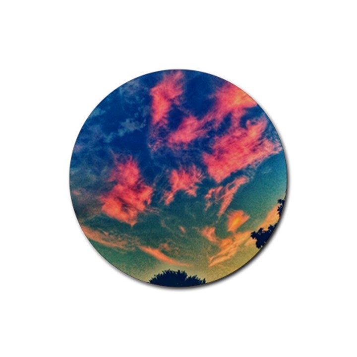 Brushstroke Skies Rubber Coaster (Round) 