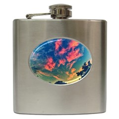 Brushstroke Skies Hip Flask (6 Oz) by okhismakingart